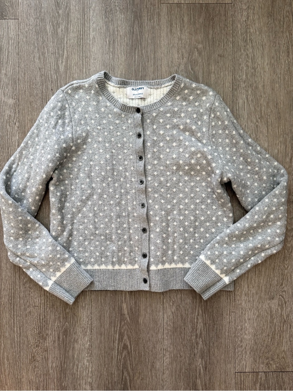 Old Navy Gray and White Star Button-Front Cardigan